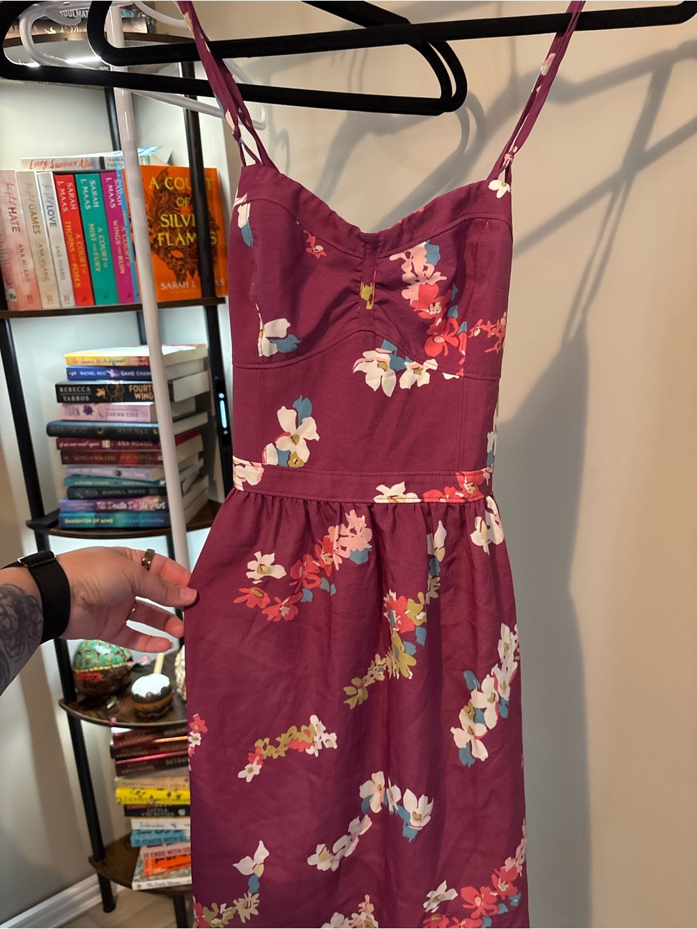 American Eagle Outfitters Plum Floral Spaghetti Strap Midi Dress|2010